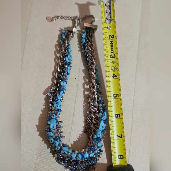 VINTAGE 80'S TURQUOISE JEWELED STATEMENT 16 IN NECKLACE - Picture 2 of 4